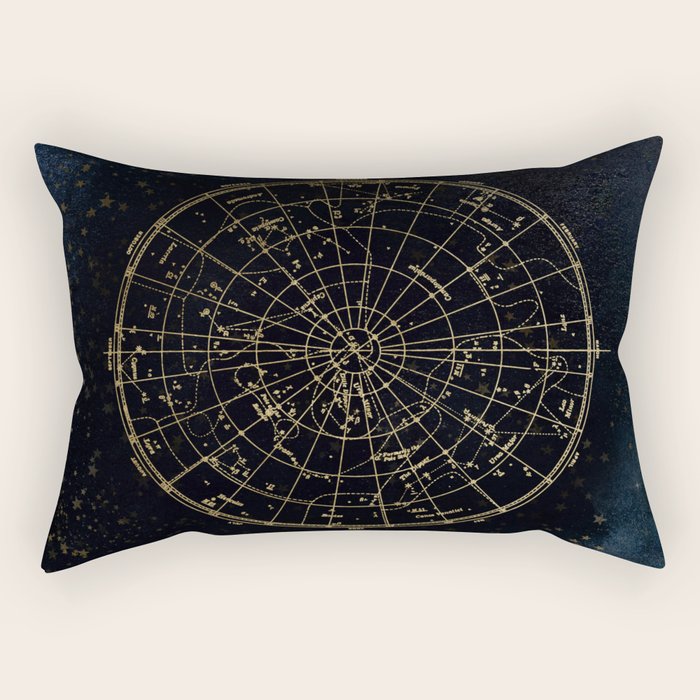 Golden Star Map Rectangular Pillow Gallery Image 1