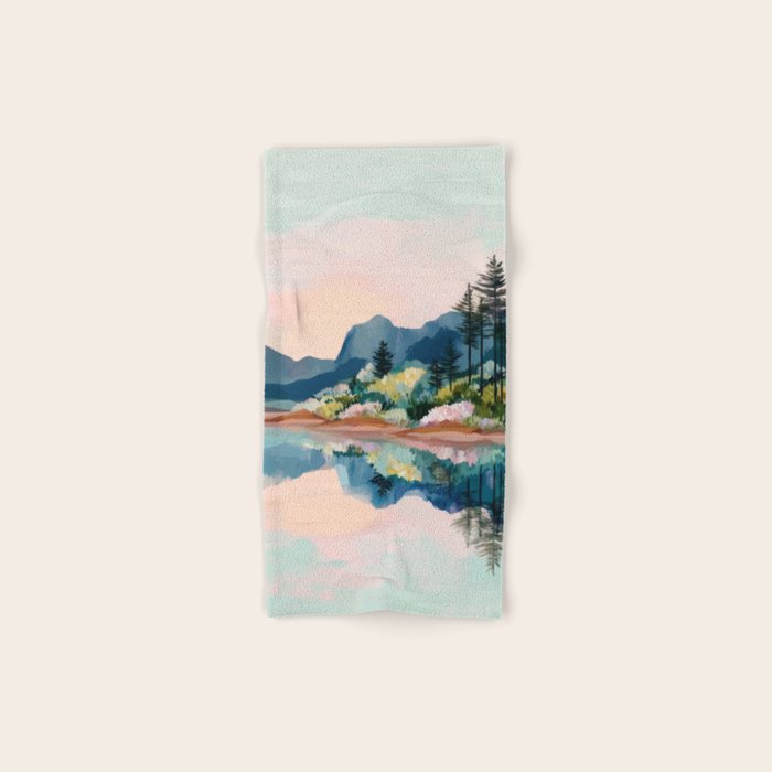 Pastel Lake Reflections Bath Towel Gallery Image 1