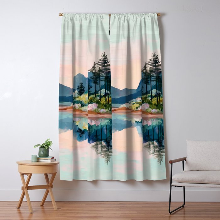 Pastel Lake Reflections Window Curtain Gallery Image 1