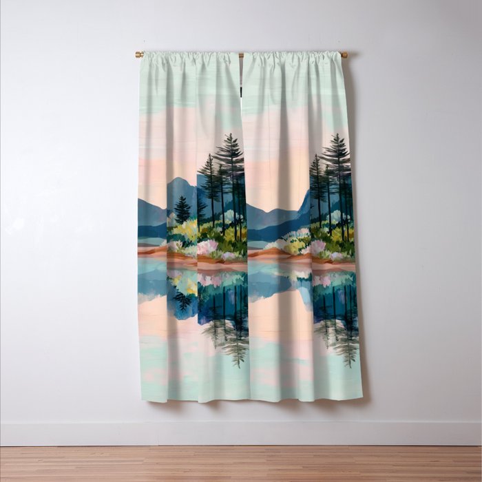 Pastel Lake Reflections Window Curtain Gallery Image 3