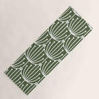 Retro Art, Floral Prints, Dark Green and White Yoga Mat Gallery Image 1