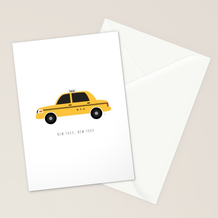 New York City, NYC Yellow Taxi Cab Stationery Card Gallery Image 2