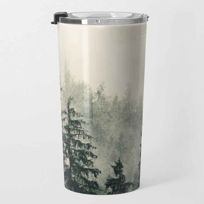 Thick pine forest in the descending mist Travel Mug Gallery Image 3