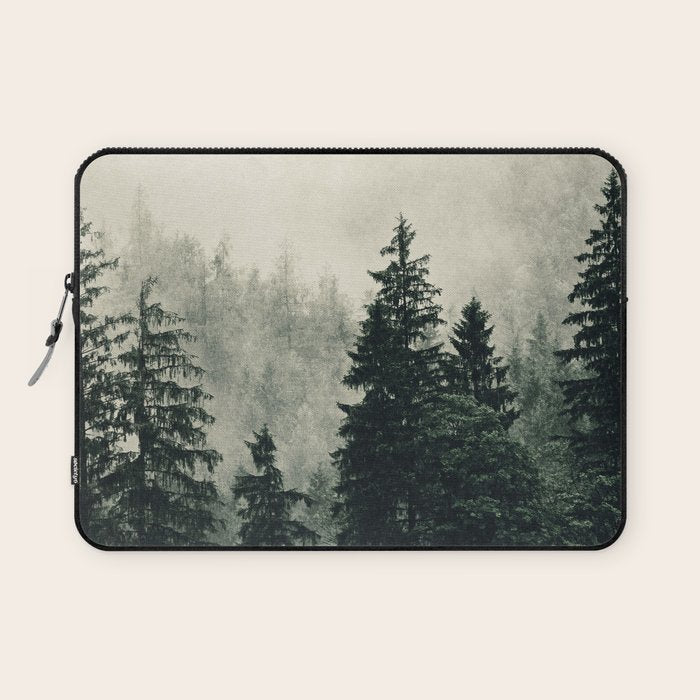 Thick pine forest in the descending mist Laptop Sleeve Gallery Image 1