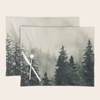 Thick pine forest in the descending mist Placemat Gallery Image 1