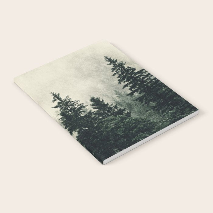 Thick pine forest in the descending mist Notebook Gallery Image 2