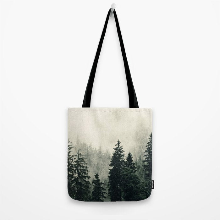 Thick pine forest in the descending mist Tote Bag Gallery Image 2