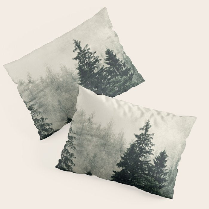 Thick pine forest in the descending mist Pillow Sham Gallery Image 1
