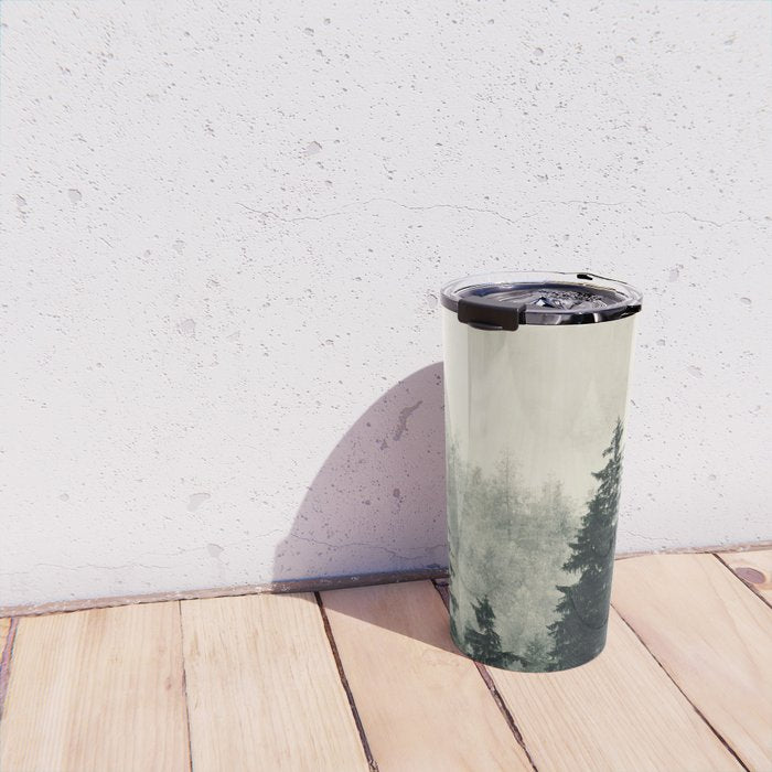 Thick pine forest in the descending mist Travel Mug Gallery Image 4