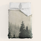 Thick pine forest in the descending mist Comforter Gallery Image 6