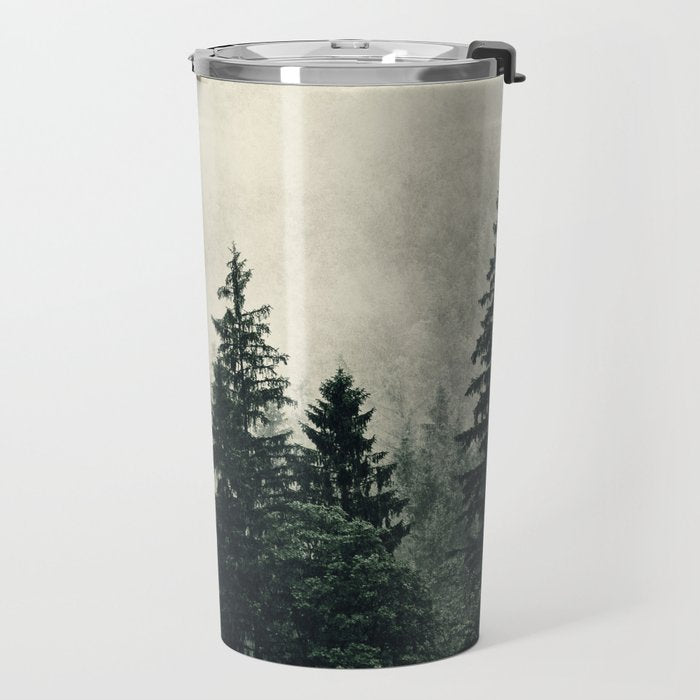 Thick pine forest in the descending mist Travel Mug Gallery Image 2