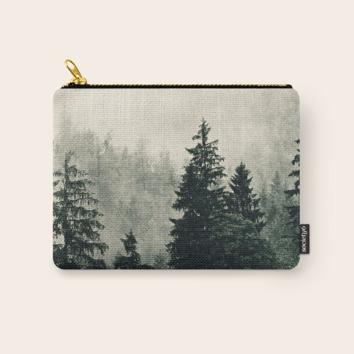 Thick pine forest in the descending mist Carry All Pouch Gallery Image 1