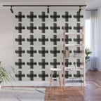 Hand Painted Swiss Cross Pattern - Black on Beige Wall Mural Gallery Image 1
