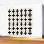 Hand Painted Swiss Cross Pattern - Black on Beige Wall Mural Gallery Image 2