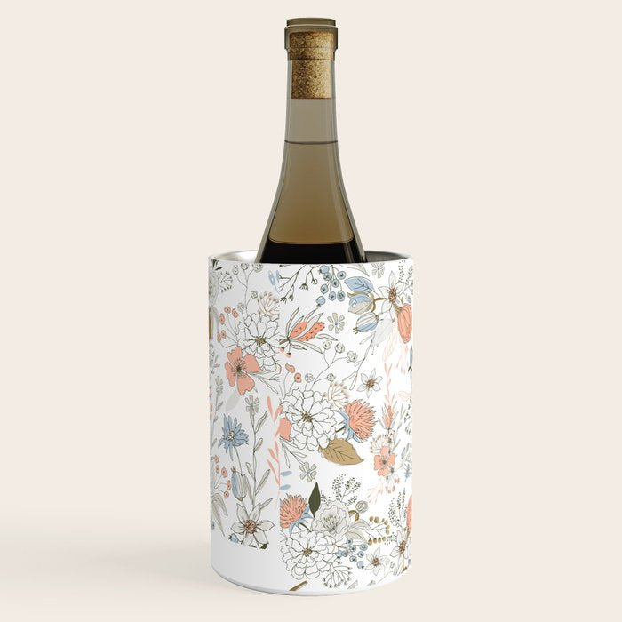 Abstract modern coral white pastel rustic floral Wine Chiller Gallery Image 2
