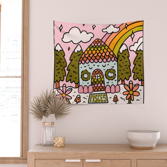 Pisces Gingerbread House Wall Tapestry Gallery Image 2