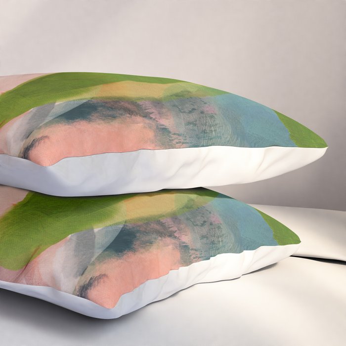 pink summer roses 1 triptych abstract  Pillow Sham Gallery Image 3