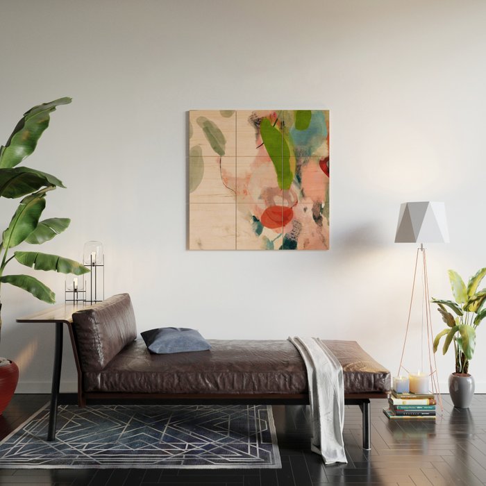 pink summer roses 1 triptych abstract  Wood Wall Art Gallery Image 2