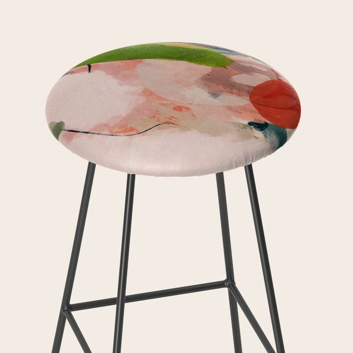 pink summer roses 1 triptych abstract  Stool Gallery Image 2