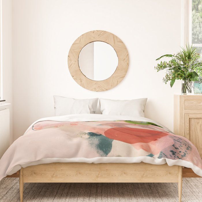 pink summer roses 1 triptych abstract  Duvet Cover Gallery Image 3