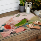 pink summer roses 1 triptych abstract  Outdoor Rug Gallery Image 2