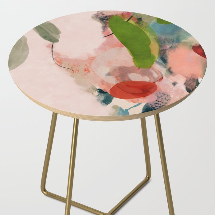 pink summer roses 1 triptych abstract  Side Table Gallery Image 2
