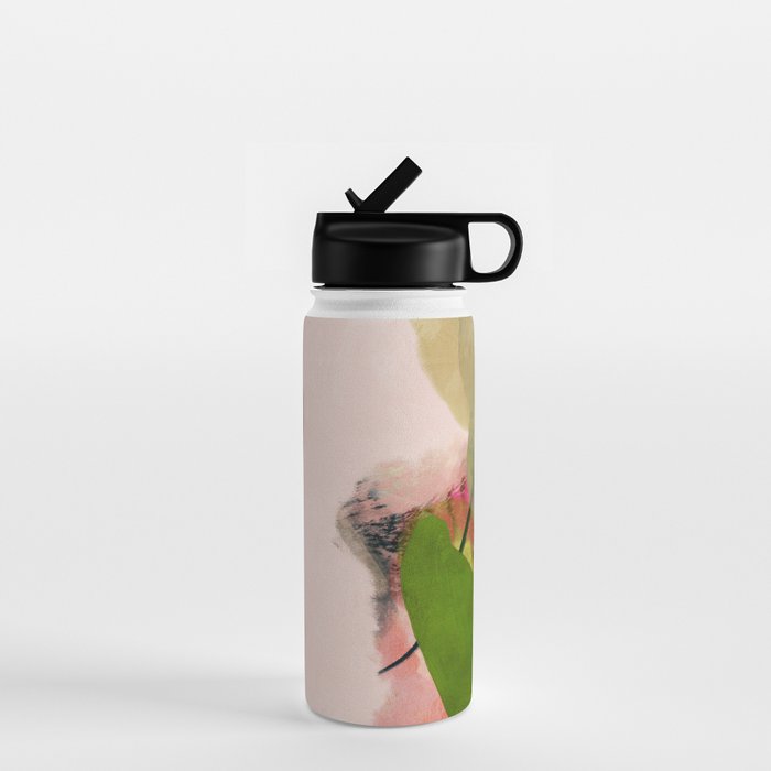 pink summer roses 1 triptych abstract  Water Bottle Gallery Image 1