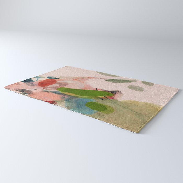 pink summer roses 1 triptych abstract  Rug Gallery Image 3