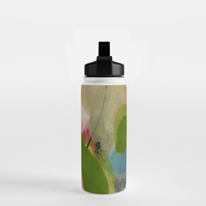 pink summer roses 1 triptych abstract  Water Bottle Gallery Image 2