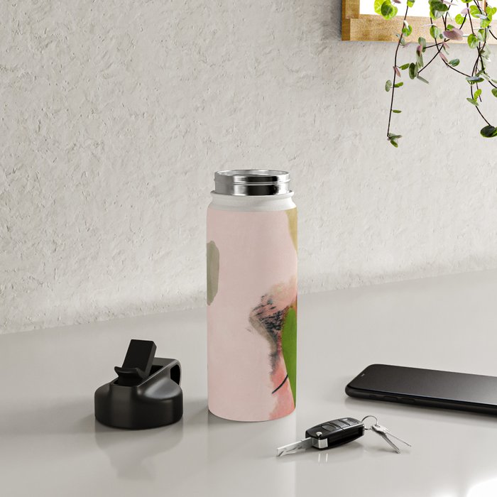 pink summer roses 1 triptych abstract  Water Bottle Gallery Image 4