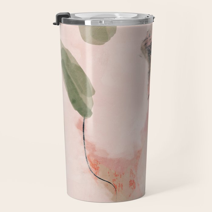 pink summer roses 1 triptych abstract  Travel Mug Gallery Image 3