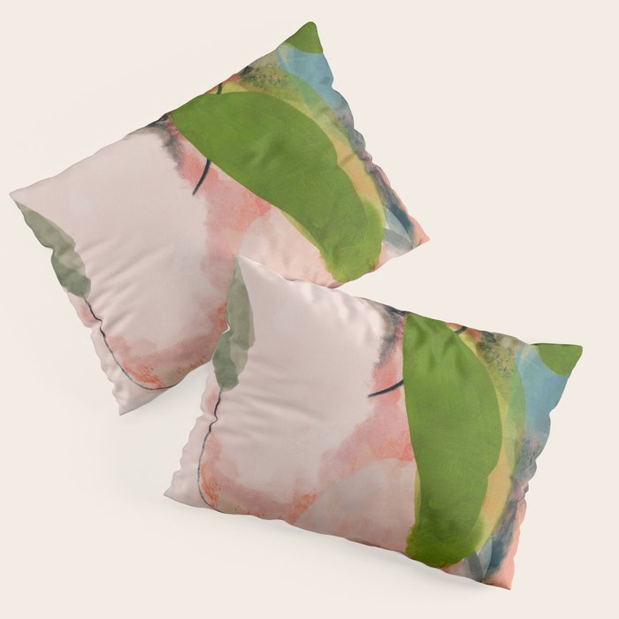 pink summer roses 1 triptych abstract  Pillow Sham Gallery Image 3