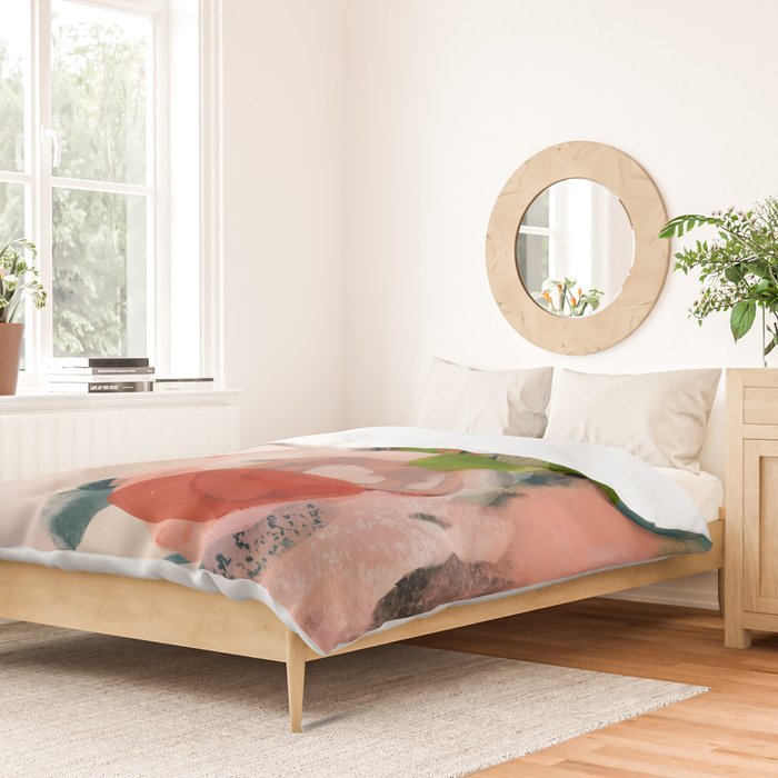 pink summer roses 1 triptych abstract  Duvet Cover Gallery Image 2