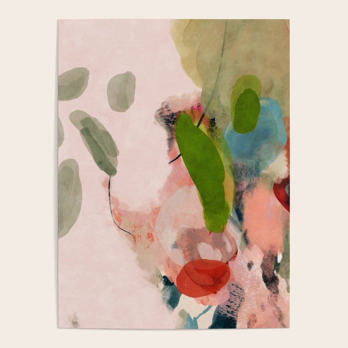 pink summer roses 1 triptych abstract  Poster Gallery Image 1