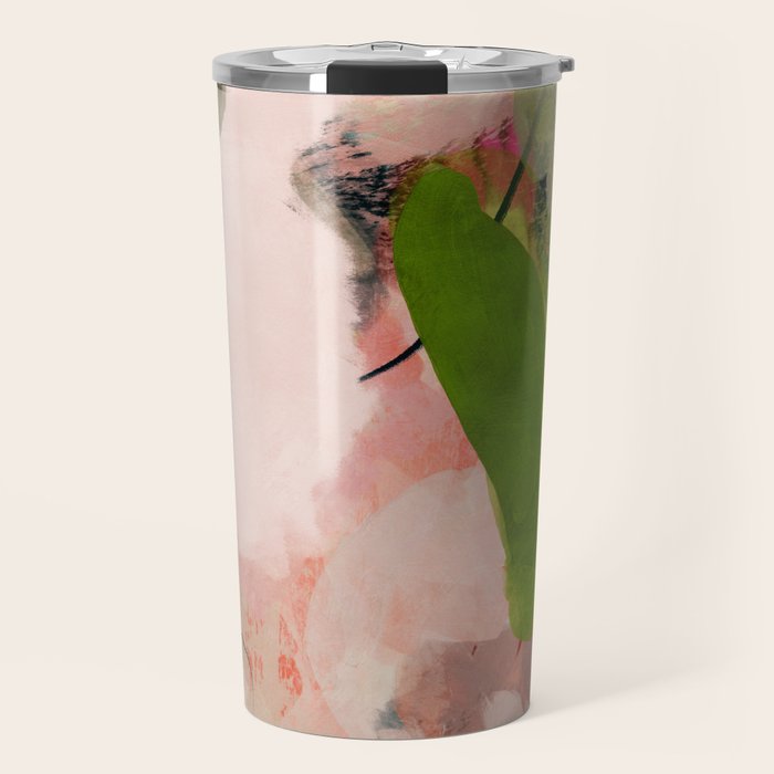 pink summer roses 1 triptych abstract  Travel Mug Gallery Image 1