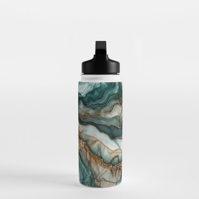 Magnific Marble Elegant And Luxury Teal Gold Gemstone Water Bottle Gallery Image 3