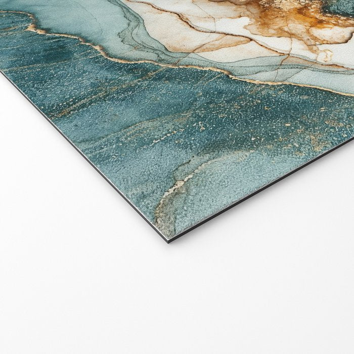 Magnific Marble Elegant And Luxury Teal Gold Gemstone Welcome Mat Gallery Image 2