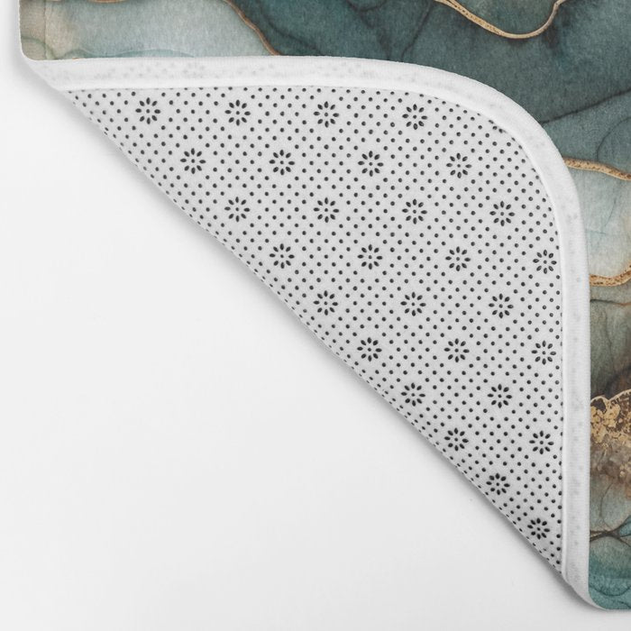 Magnific Marble Elegant And Luxury Teal Gold Gemstone Bath Mat Gallery Image 2