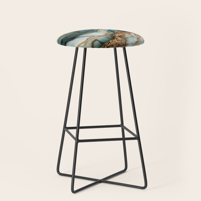 Magnific Marble Elegant And Luxury Teal Gold Gemstone Stool Gallery Image 1