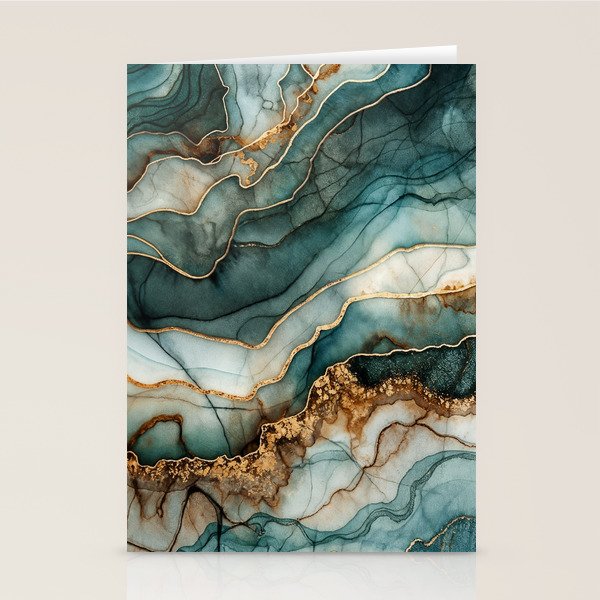Magnific Marble Elegant And Luxury Teal Gold Gemstone Stationery Card Gallery Image 2