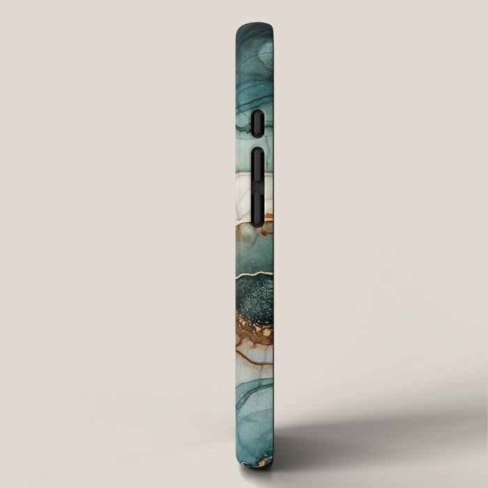 Magnific Marble Elegant And Luxury Teal Gold Gemstone iPhone Case Gallery Image 2