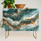 Magnific Marble Elegant And Luxury Teal Gold Gemstone Credenza Gallery Image 1