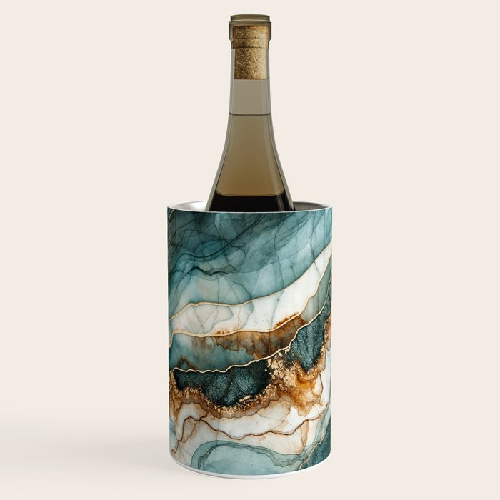 Magnific Marble Elegant And Luxury Teal Gold Gemstone Wine Chiller Gallery Image 3