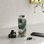 Magnific Marble Elegant And Luxury Teal Gold Gemstone Water Bottle Gallery Image 4