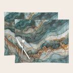 Magnific Marble Elegant And Luxury Teal Gold Gemstone Placemat Gallery Image 1