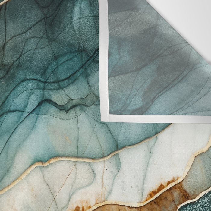 Magnific Marble Elegant And Luxury Teal Gold Gemstone Wall Tapestry Gallery Image 3