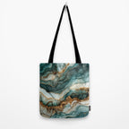 Magnific Marble Elegant And Luxury Teal Gold Gemstone Tote Bag Gallery Image 2