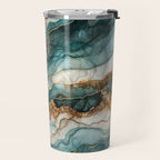 Magnific Marble Elegant And Luxury Teal Gold Gemstone Travel Mug Gallery Image 2