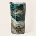Magnific Marble Elegant And Luxury Teal Gold Gemstone Travel Mug Gallery Image 3