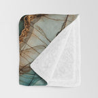 Magnific Marble Elegant And Luxury Teal Gold Gemstone Throw Blanket Gallery Image 3